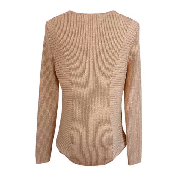INC Knit Pullover Top Sweater XL Gold Metallic VNeck Event Career Office Holiday - Picture 8 of 8